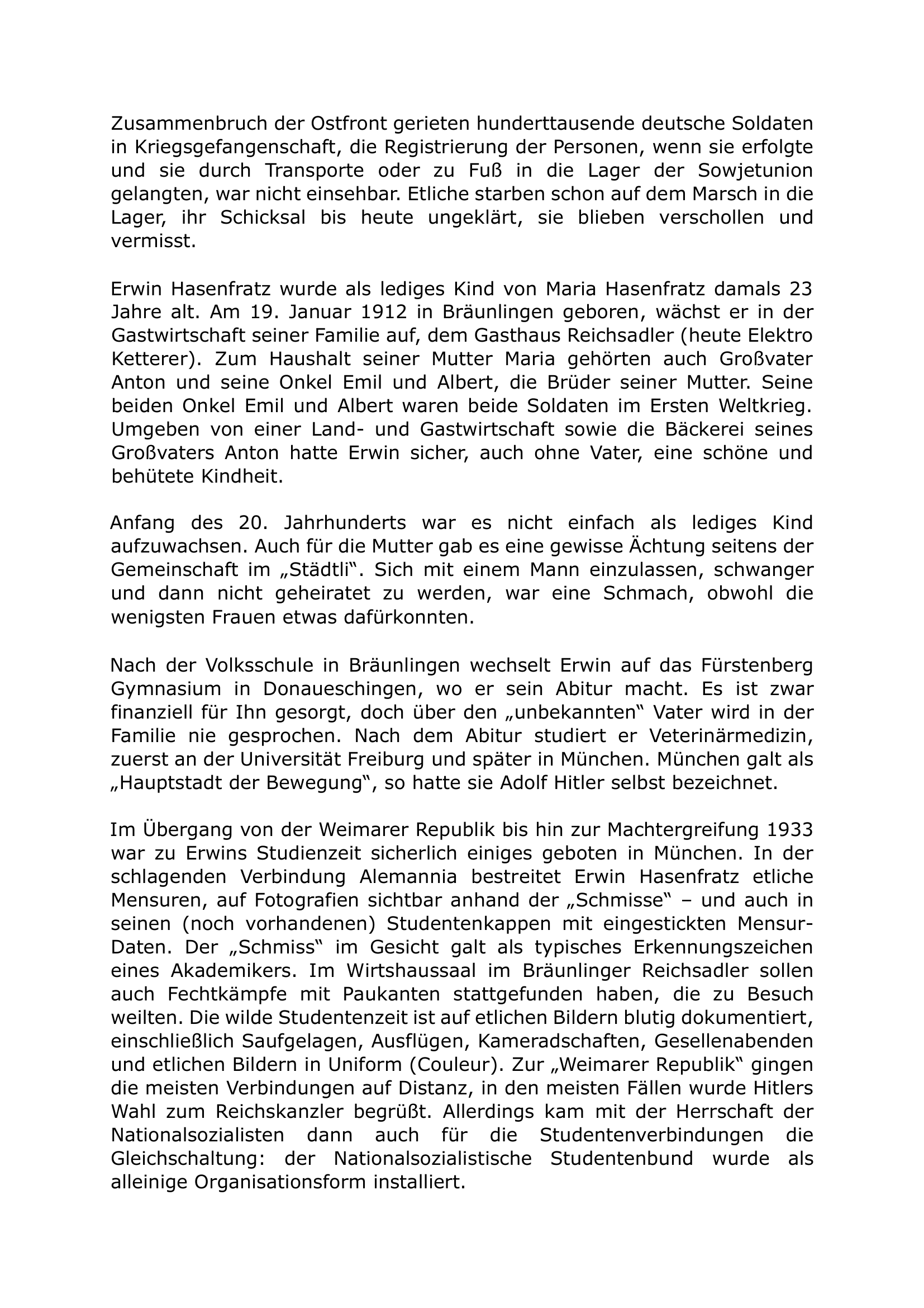 Vermisst – was heißt das? Erwin Hasenfratz. Ein vermisster Soldat aus Bräunlingen.  - Von Wolfgang Kropfreiter (März 2026) - (Seite 2)