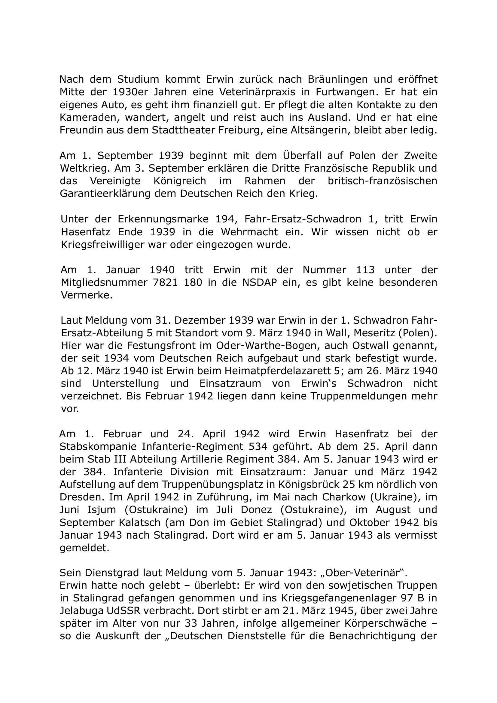 Vermisst – was heißt das? Erwin Hasenfratz. Ein vermisster Soldat aus Bräunlingen.  - Von Wolfgang Kropfreiter (März 2026) - (Seite 3)